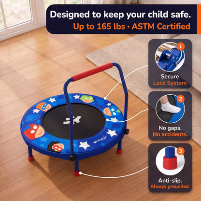 Happin® 36'' Toddler Trampoline Indoor, Foldable Mini Trampoline for Kids Ages 2-6, ASTM Certified