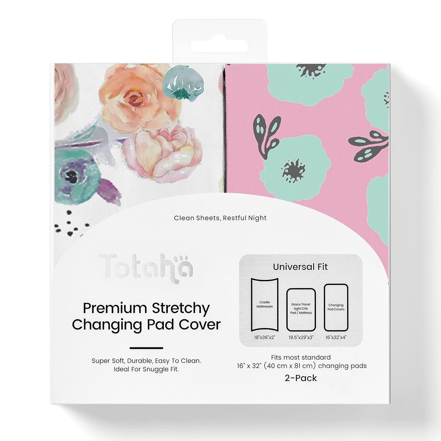TotAha Premium Stretchy Changing Pad Covers (2-Pack)-Hypoallergenic, Silky Comfort, Buttery Soft
