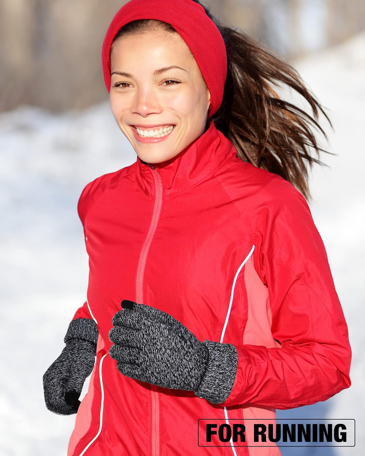 Geyoga 2 Pairs Women's Winter Touch Screen Gloves Soft Warm Fleece Lined Knit Elastic Cuff Winter