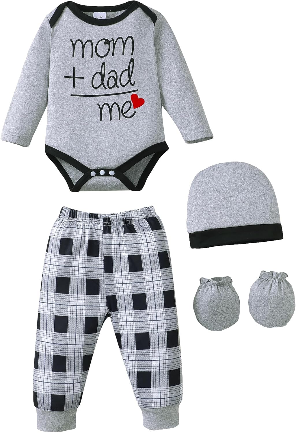 NZRVAWS Newborn Baby Boy Girl Clothes Unisex Infant Romper Pants Set Hat 4-Pack Outfits 0-12 Months