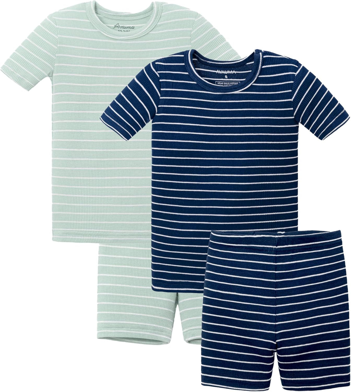 AVAUMA Stripe Pattern Baby Boys Girls Pajama Set Kids Toddler Snug fit Ribbed Sleepwear pjs for