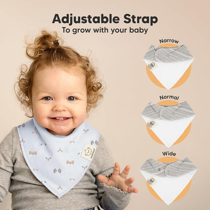 8-Pack Organic Baby Bandana Bibs for Girls - Super Absorbent Triangle Baby Bibs for Drooling and