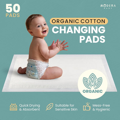 Organic Cotton Disposable Changing Pad Liners | Large 18x24 Hypoallergenic Ultra Absorbent &