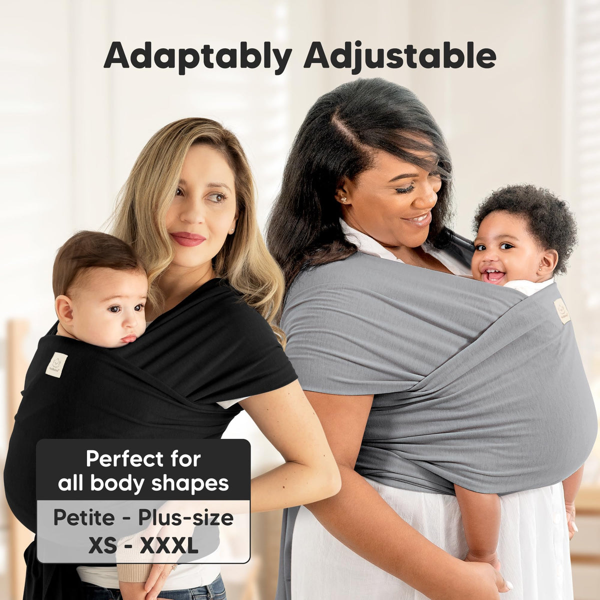 KeaBabies Baby Wrap Carrier, All in 1 Original Baby Carrier (Classic Gray)