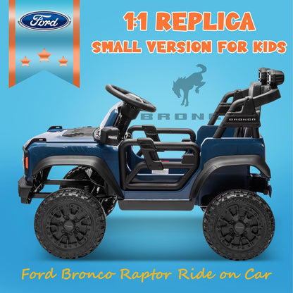 ENYOPRO Licensed Ford Bronco Raptor Electric Ride On Jeep for Kids, 12V Remote Control Ride On Car