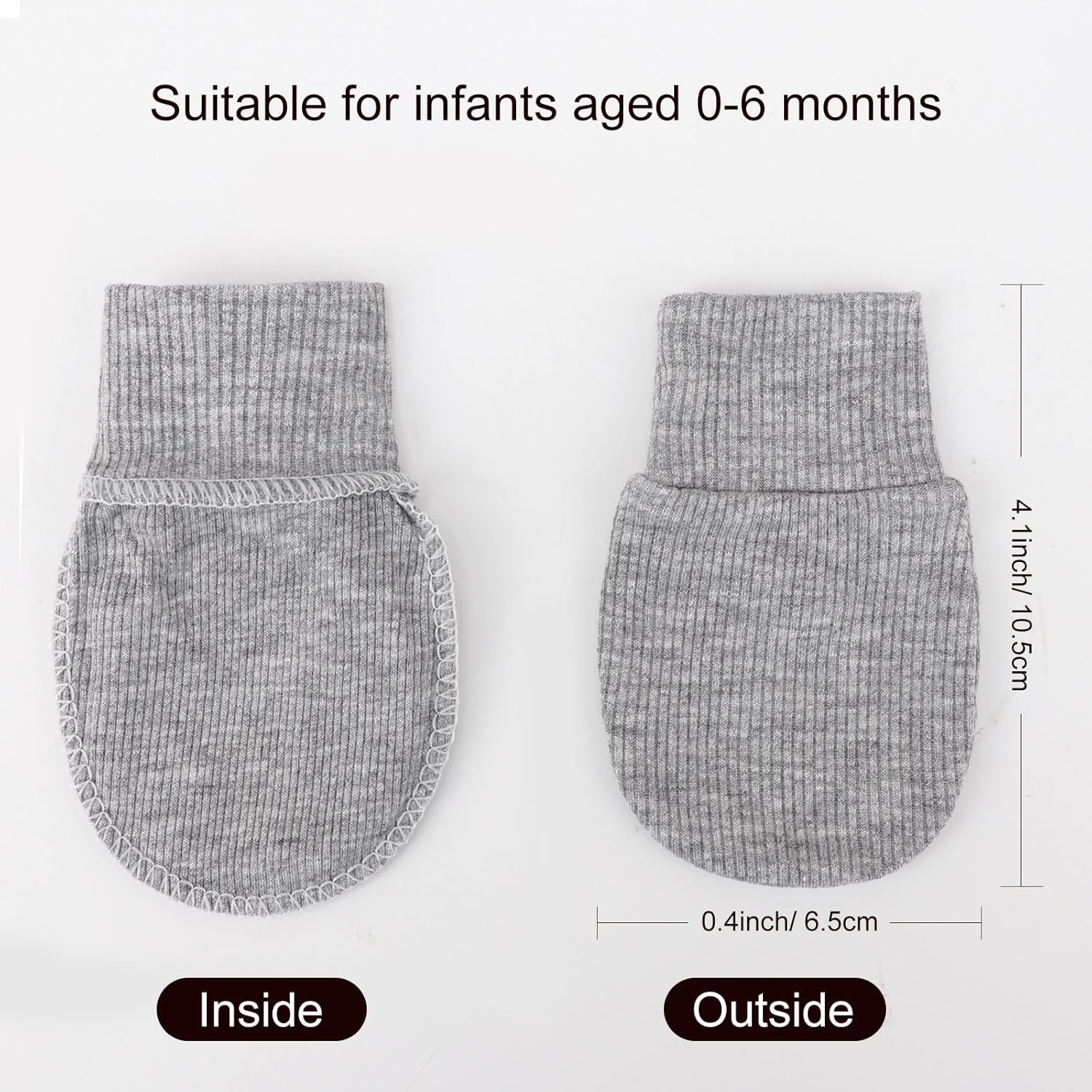 BQUBO 6 Pairs Newborn Baby Boys Girls Mittens 0-6 Months Unisex-Baby Infant Mittens Elastic No
