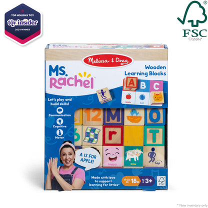 Melissa & Doug Ms. Rachel Letter, Number, and Game Wooden Learning Blocks with Activity Cards for