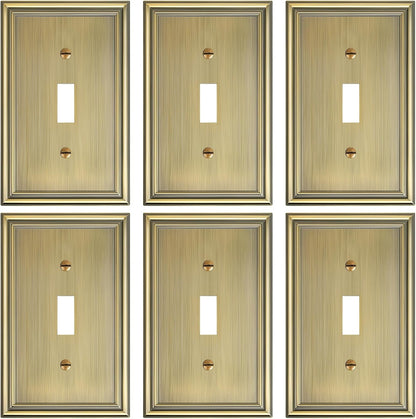 6-Pack Single Toggle Light Switch Cover Plate, Durable Solid Zinc Alloy Decorative Switch Plate