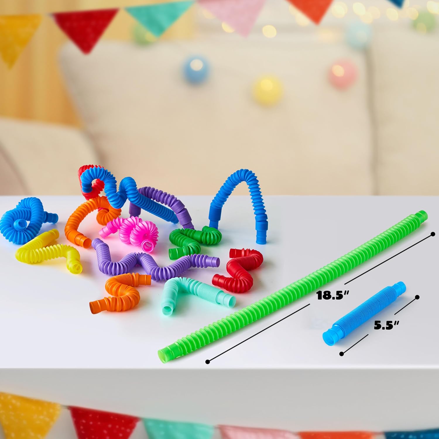 JOYIN 36 Pack Pop Tubes, Sensory Toys（Small） Fidget Tubes Party Favors - 9 Colors, Connectable and