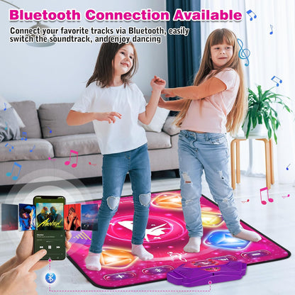 Dance Mat for Kids, Electronic Dance Pad with Wireless Bluetooth & LED Lights, Adjustable Volume