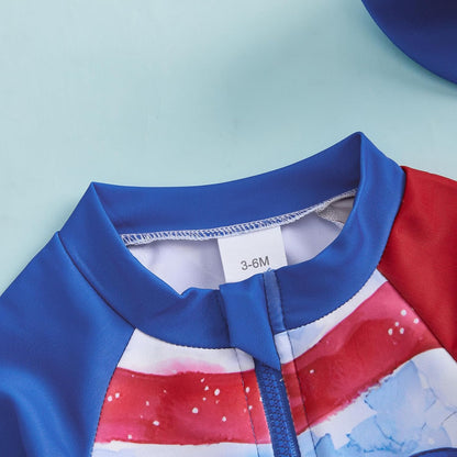 Hnyenmcko Baby/Toddler Boy Rash Guard Swimsuit Long Sleeve One Piece Zipper Swimwear Sunsuit Infant