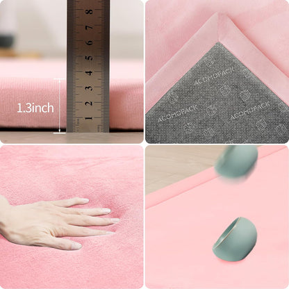 ACOMOPACK Baby Play Mat for Floor 1.3" Thick Memory Foam 50x50 Soft Velvet Playpen Mat for