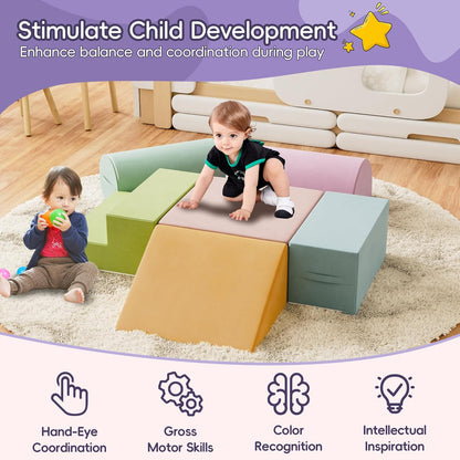6 Piece Foam Climbing Blocks for Toddlers, Baby Climbing Gym with Ultra High Density Foam for