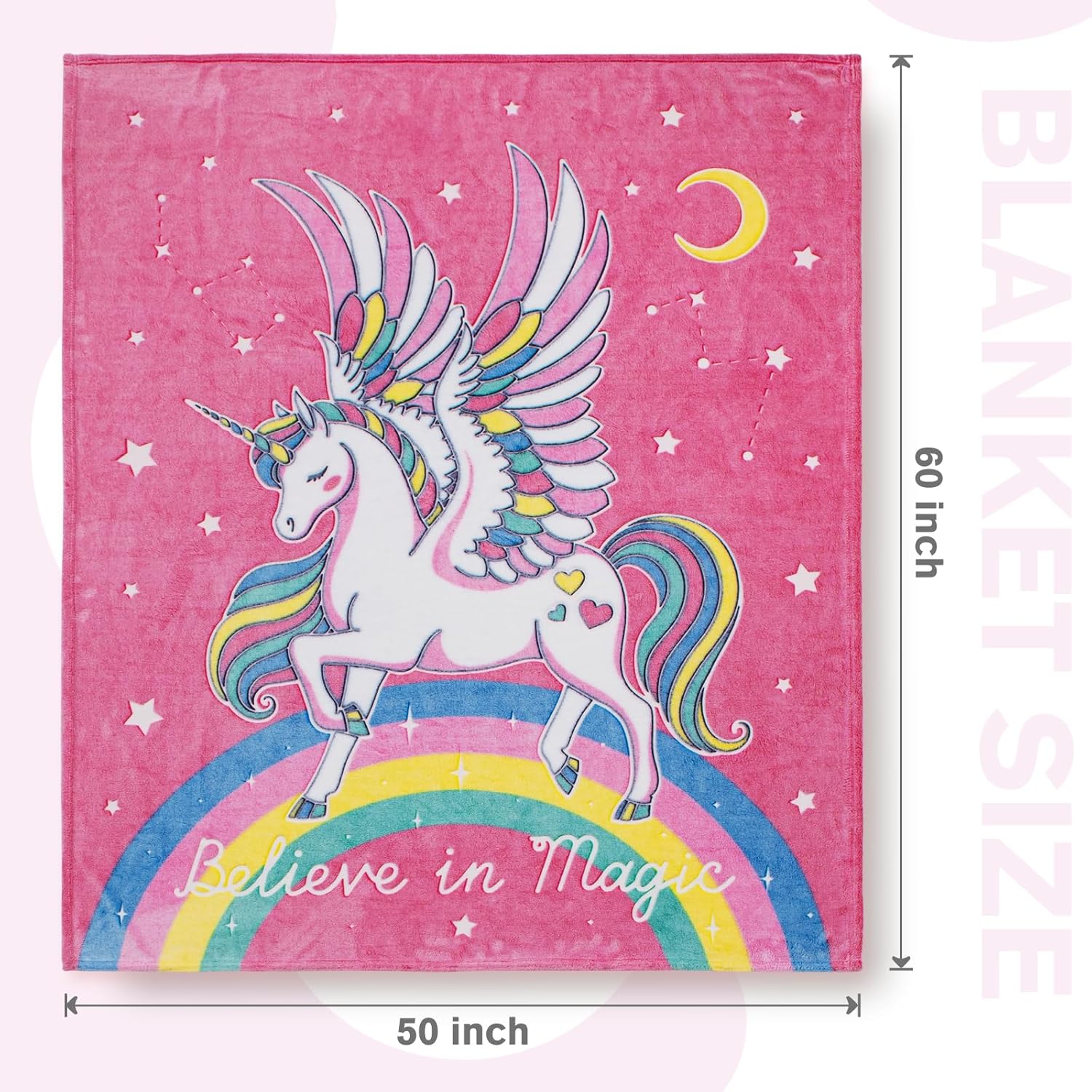 Unicorn Blanket Gifts for Girls Kids - Glow in The Dark Toys Stars Best Christmas Birthday