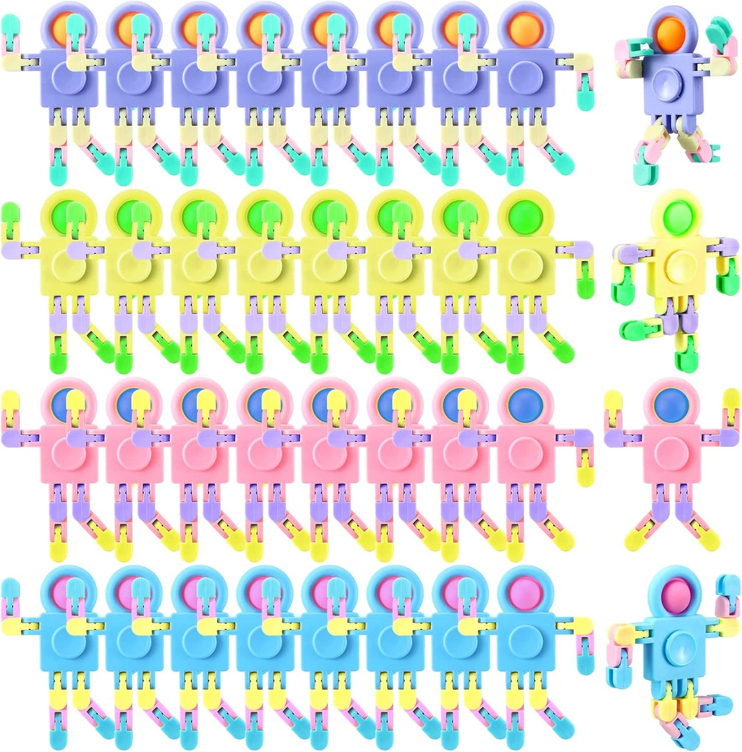 32 Pcs Funny Sensory Fidget Toys Robot Fidget Spinners Fidget Party Favors Robot Fingertip Toy DIY