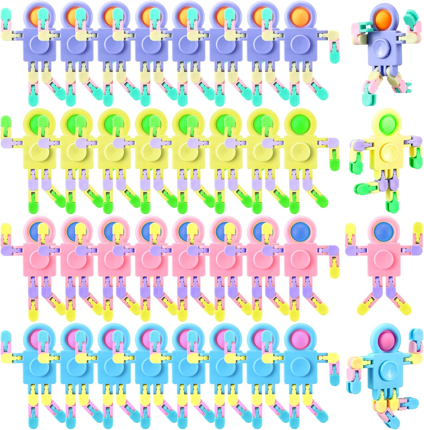 32 Pcs Funny Sensory Fidget Toys Robot Fidget Spinners Fidget Party Favors Robot Fingertip Toy DIY
