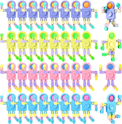 32 Pcs Funny Sensory Fidget Toys Robot Fidget Spinners Fidget Party Favors Robot Fingertip Toy DIY