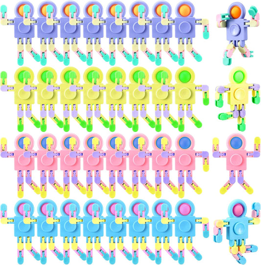 32 Pcs Funny Sensory Fidget Toys Robot Fidget Spinners Fidget Party Favors Robot Fingertip Toy DIY
