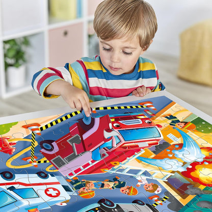 Jumbo Floor Puzzle for Kids,Fire Rescue Jigsaw Large Puzzles,48 Piece Firefighter Fireman Fire