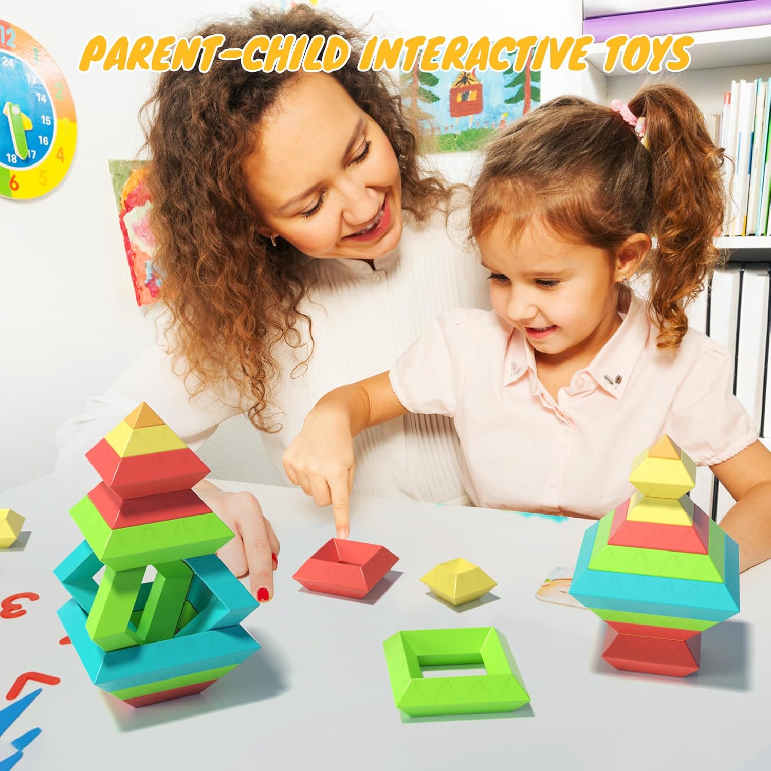 Montessori Toys for Ages 1-3 2-5 Toddlers Kids Baby,Pyramid Stacking Building Toys,3D Preschool