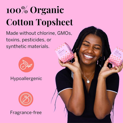 Pixie Organic Cotton Mini Pads with Wings for Women & Teens - Ultra Thin, Light Absorbency