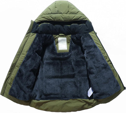 Kids Boy's Winter Coat Fleece Lined Waterproof Jacket Puffy Cotton Coat Thick Hooded Down Outdoor