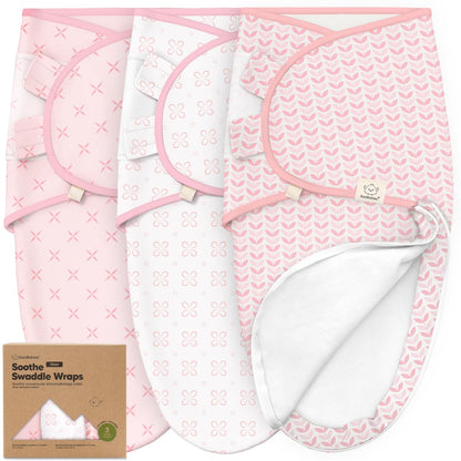 Baby Swaddle Sleep Sacks with Zipper - 3-Pack Swaddles for Newborns 0-3 Months, Infant, Baby Girls