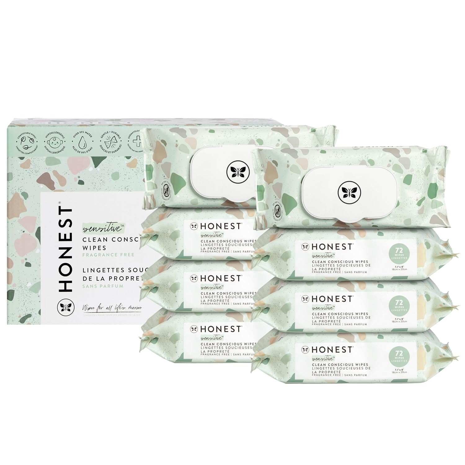 The Honest Company Clean Conscious Multi-Use Wipes | Hypoallergenic + Unscented for Sensitive Skin