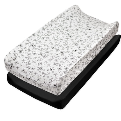 HonestBaby unisex baby Organic Cotton Changing Pad Covers (Set of Two) Winter Accessory Set, Tossed