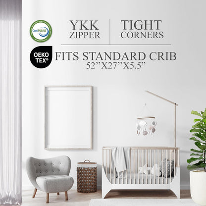 Organic Cotton Dual-Sided Crib Mattress | 2-Stage Premium Memory Foam CertiPUR-US Hypoallergenic