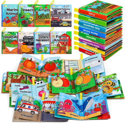 Dr.Rapeti Soft Cloth Books Baby Books Bath Books 8-Pack for Baby Infant Toddler Kid Crinkle