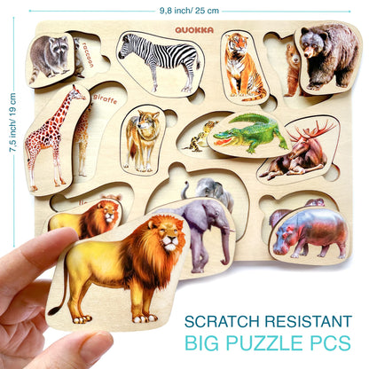 Wooden Puzzles for Toddlers 1-3 - 3 Montessori Kid Puzzles Ages 2-4
