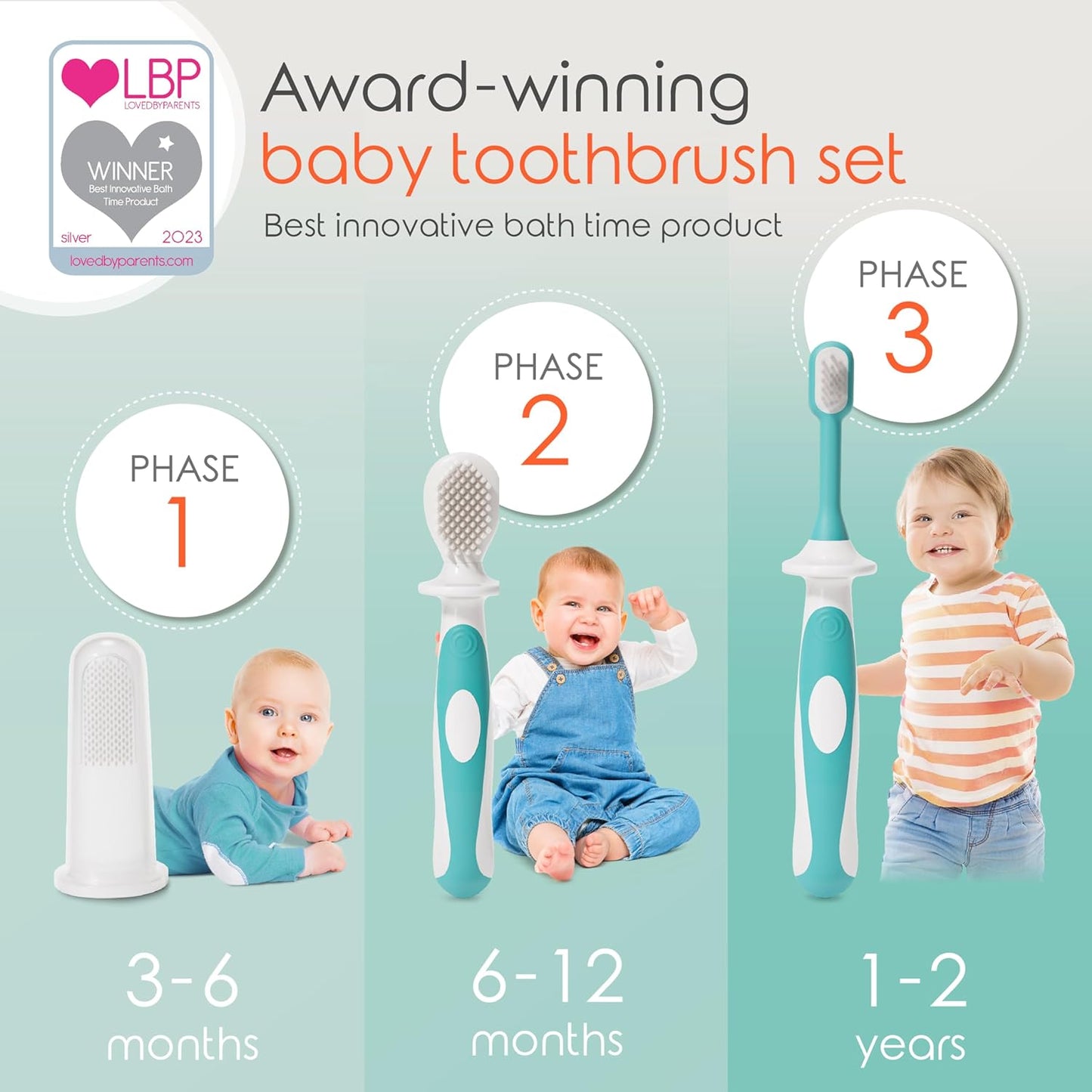 Cherish Baby Care Baby Toothbrush & Toddler Toothbrush Set (0-2 Years) - BPA-Free & Safety-Tested