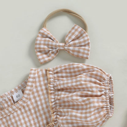 Douhoow Infant Baby Girl Plaid Romper Baby Sweatshirt Romper Ruffle Festival Clothes Fall Winter