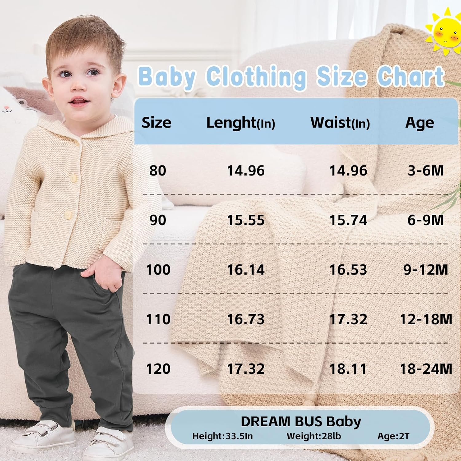 DREAM BUS Pack of 3 Toddler Jogger Pants with Pocket Toddler Boy Sweatpants Baby Boy Pants Infant