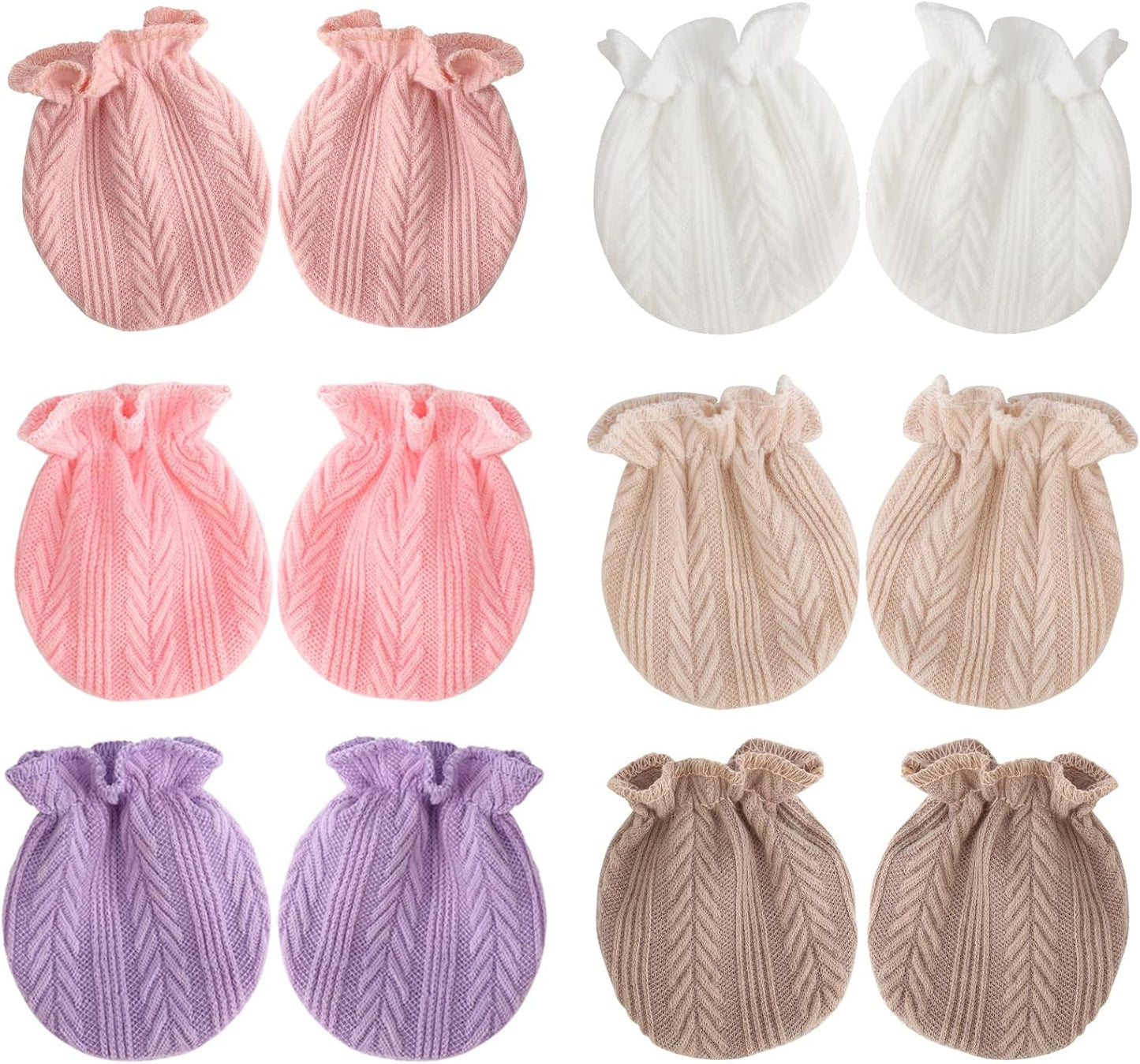 BQUBO Newborn Infant Toddler Mittens No Scratch Cotton Elastic Wrist Gloves Hypoallergenic for 0-6