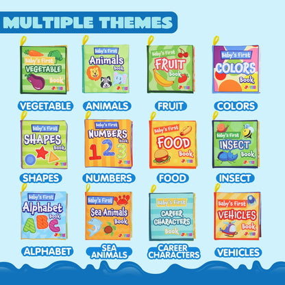 JOYIN 12 Pcs Bath Books, Nontoxic Fabric Soft Crinkly Cloth Books, Waterproof, Bathtub Pool and