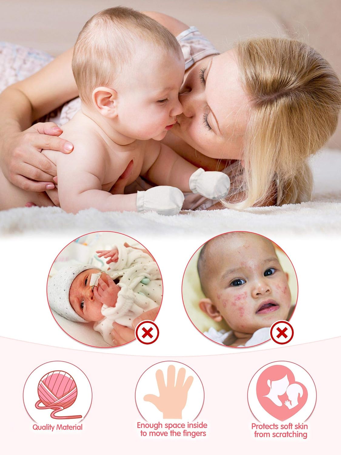 24 Pairs Newborn Baby Mittens Unisex Cute Glove No Scratch Baby Mittens Gloves for 0-6 Months Boys