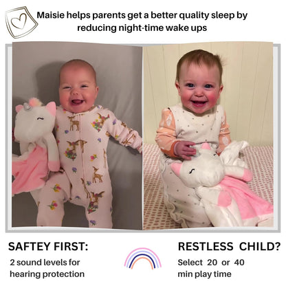 4-in-1 Sound Machine, Baby Lovey, Blanket - White Noise & Lullaby Plush Unicorn Calms & Reduces
