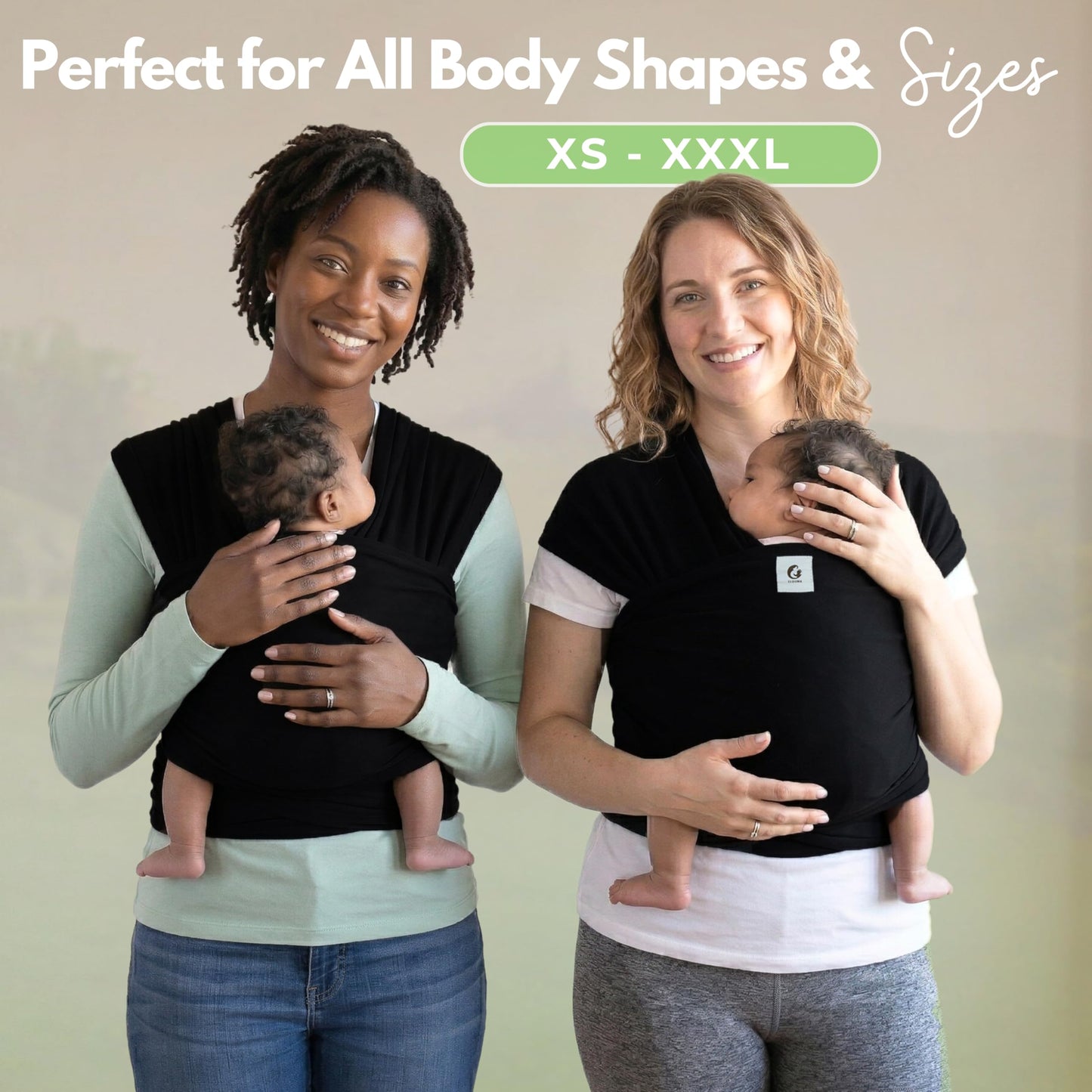 ELDOMA Black Baby Wrap Carrier - Lightweight, Breathable Baby Sling, Hands Free Baby Carrier Sling