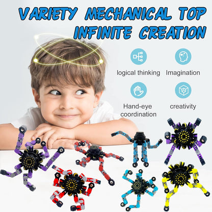 36Pack Fingertip Gyro Toy Fingertip Mechanical Top DIY Deformation Robot Metal Transformabl Gyro