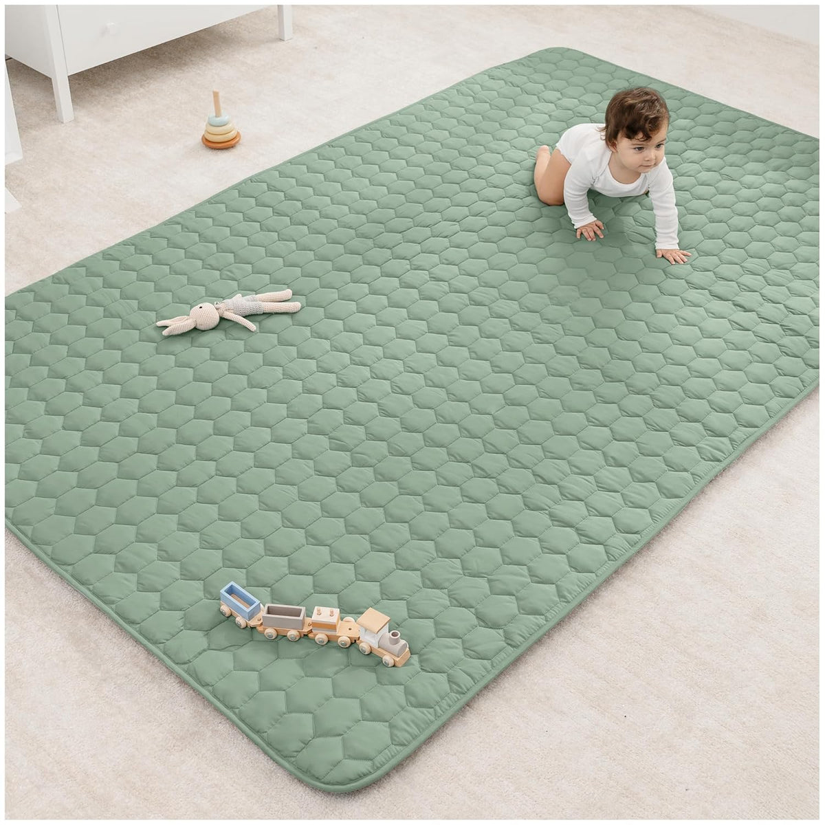 Comfy Cubs Rectangle Kids Play Mat - Large 60 x 96 inches Soft Quilted Baby Floor Mat with Non-Slip