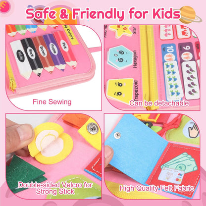 Montessori Busy Board - Ideal Busy Book Toddler Toys & Gifts for Boys & Girls, Toddler Travel