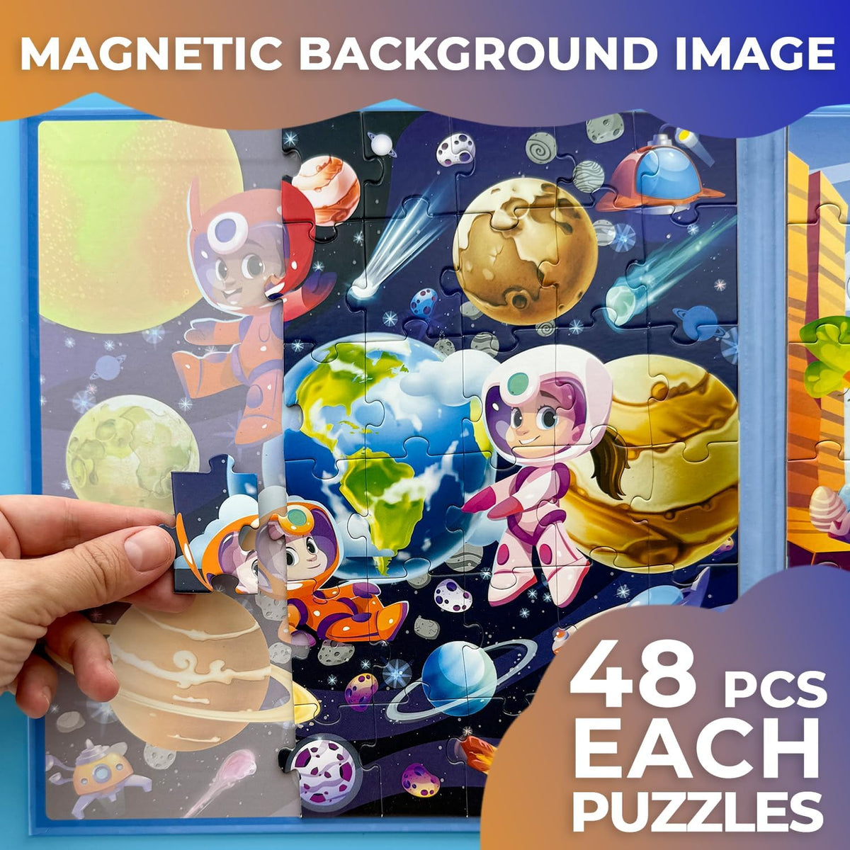 QUOKKA Magnetic Puzzles for Toddlers 4-6 - 2x48 Travel Puzzle Games for Kids Ages 3-5 Years Old
