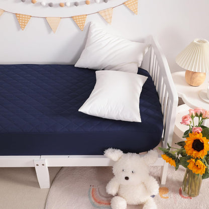 NTBAY 2 Pack Waterproof Crib Mattress Protector, Quilted 28"x52" Toddler Fitted Sheet - Machine