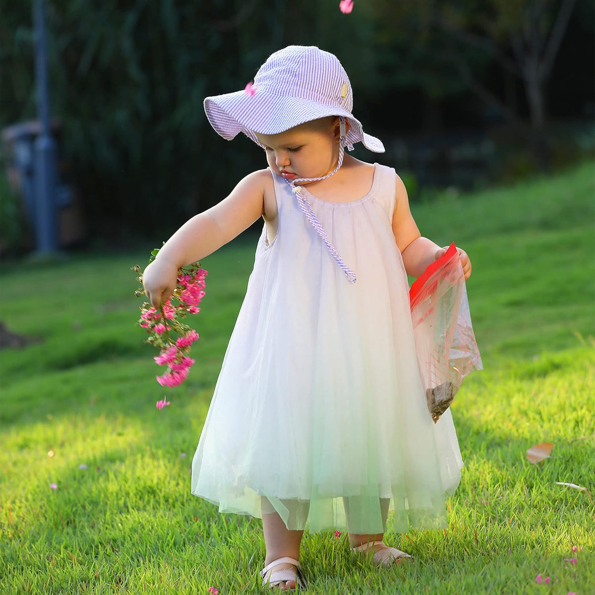 Baby & Toddler Wide Brim Sun Hats UPF 50+ Sun Protection Bucket Cap Cute Adjustable Hat in