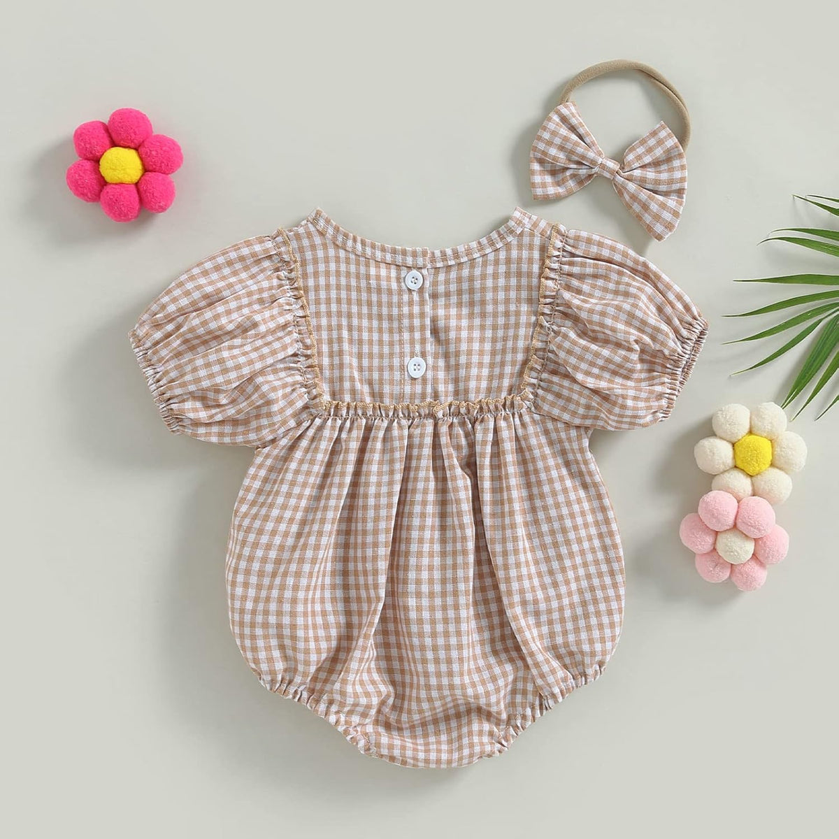 Douhoow Infant Baby Girl Plaid Romper Baby Sweatshirt Romper Ruffle Festival Clothes Fall Winter