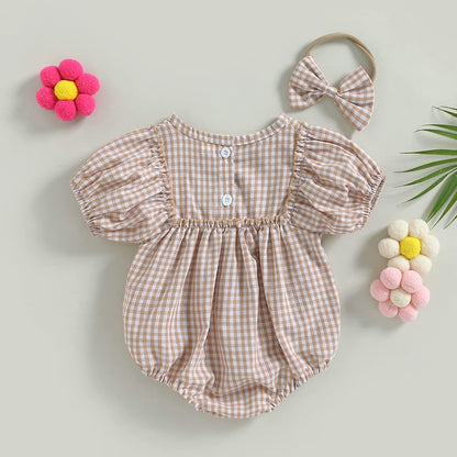 Douhoow Infant Baby Girl Plaid Romper Baby Sweatshirt Romper Ruffle Festival Clothes Fall Winter