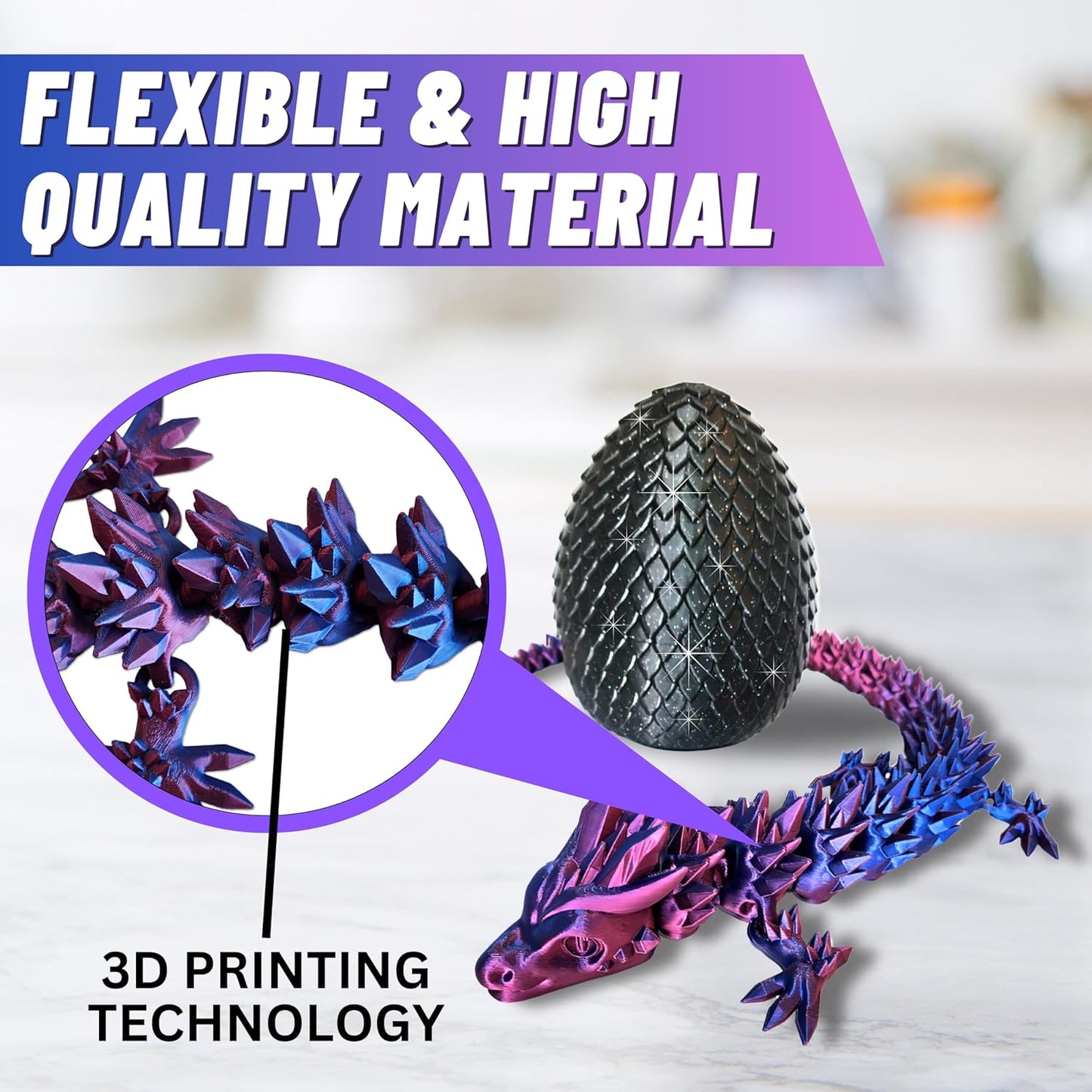 Large 20" Color-Changing Dragon (Improved Design) with Mystic Sparkle Egg, Made in USA