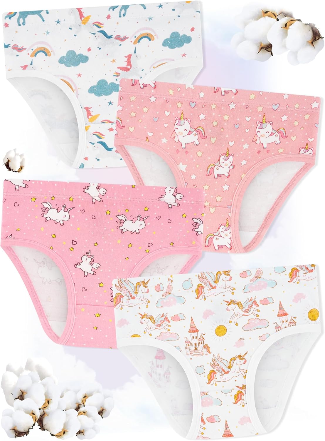 Girls' Underwear,Soft Cotton Tagless Panties for Toddlers' & Little Kids Comfort,Breathable